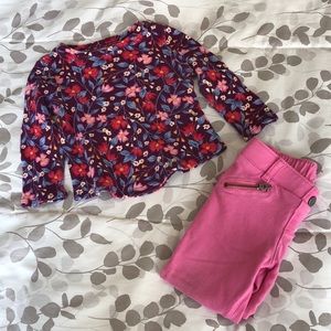 Set of Thermal Floral Top with Pink Pants